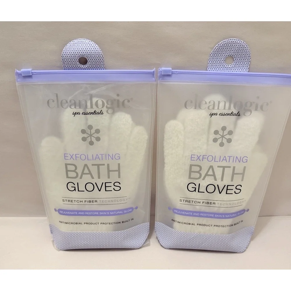 Exfoliating Gloves Body Scrub 2 Pack Shower Spa Exfoliator Organic Clean Logic